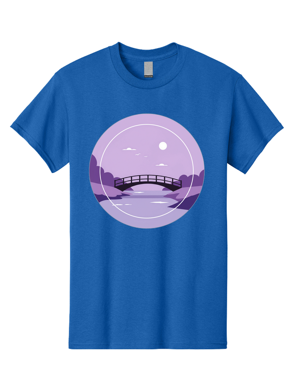 Footbridge-Under-Moonlight Men'S Graphic Tee, 100% Cotton, Comfortable Casual Summer Wear, Machine Washable, Vintage Camera, Old Camera, Antique Camera, Black Camera, Classic Photography, Photography Equipment, Nostalgic Device, Film Camera, Baf095