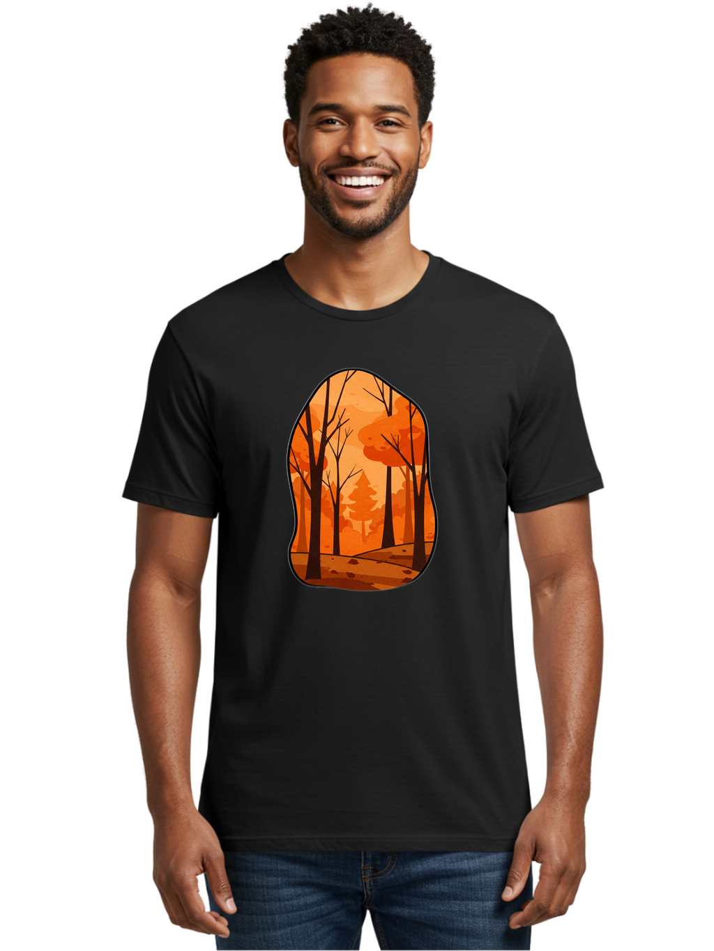 Forest-Scene-1 Men'S Graphic Tee, 100% Cotton, Comfortable Casual Summer Wear, Machine Washable, Vintage Camera, Old Camera, Antique Camera, Black Camera, Classic Photography, Photography Equipment, Nostalgic Device, Film Camera, Camera Art Baf099