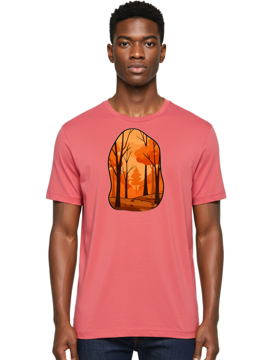 Forest-Scene-1 Men'S Graphic Tee, 100% Cotton, Comfortable Casual Summer Wear, Machine Washable, Vintage Camera, Old Camera, Antique Camera, Black Camera, Classic Photography, Photography Equipment, Nostalgic Device, Film Camera, Camera Art Baf099