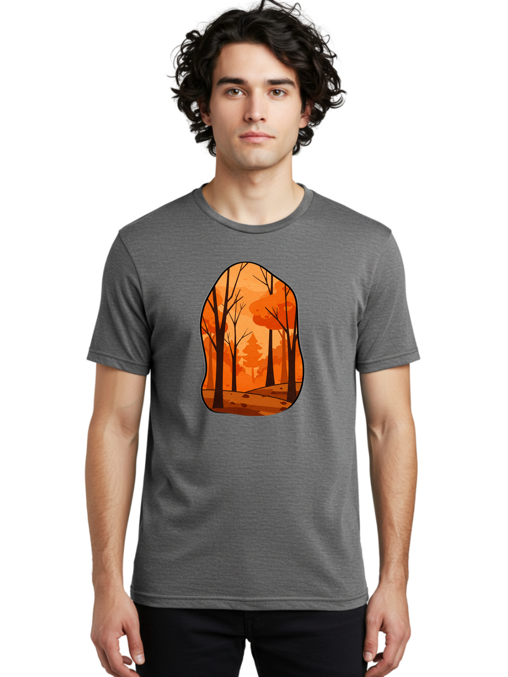 Forest-Scene-1 Men'S Graphic Tee, 100% Cotton, Comfortable Casual Summer Wear, Machine Washable, Vintage Camera, Old Camera, Antique Camera, Black Camera, Classic Photography, Photography Equipment, Nostalgic Device, Film Camera, Camera Art Baf099