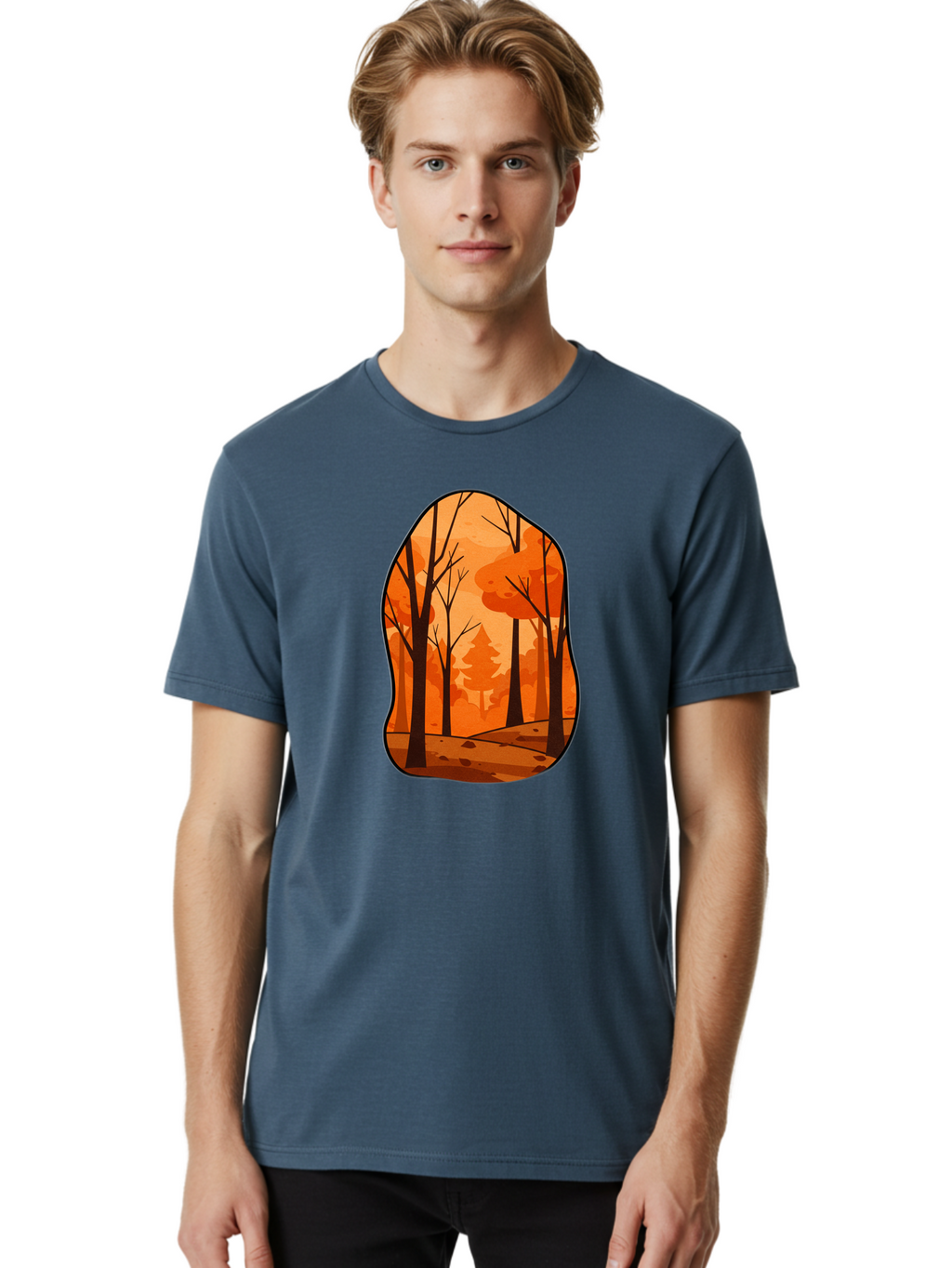Forest-Scene-1 Men'S Graphic Tee, 100% Cotton, Comfortable Casual Summer Wear, Machine Washable, Vintage Camera, Old Camera, Antique Camera, Black Camera, Classic Photography, Photography Equipment, Nostalgic Device, Film Camera, Camera Art Baf099