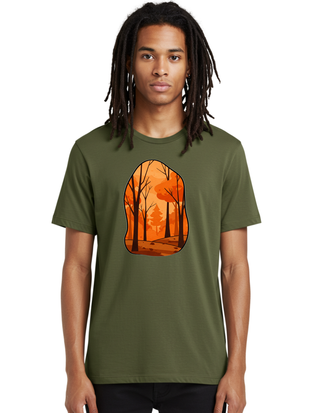 Forest-Scene-1 Men'S Graphic Tee, 100% Cotton, Comfortable Casual Summer Wear, Machine Washable, Vintage Camera, Old Camera, Antique Camera, Black Camera, Classic Photography, Photography Equipment, Nostalgic Device, Film Camera, Camera Art Baf099