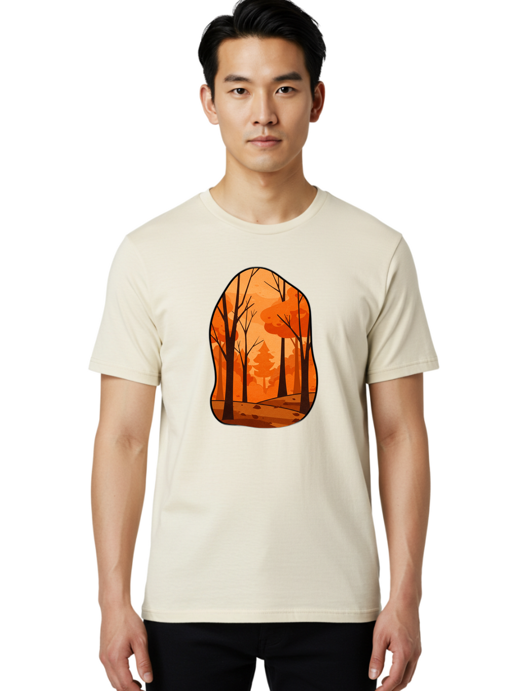 Forest-Scene-1 Men'S Graphic Tee, 100% Cotton, Comfortable Casual Summer Wear, Machine Washable, Vintage Camera, Old Camera, Antique Camera, Black Camera, Classic Photography, Photography Equipment, Nostalgic Device, Film Camera, Camera Art Baf099