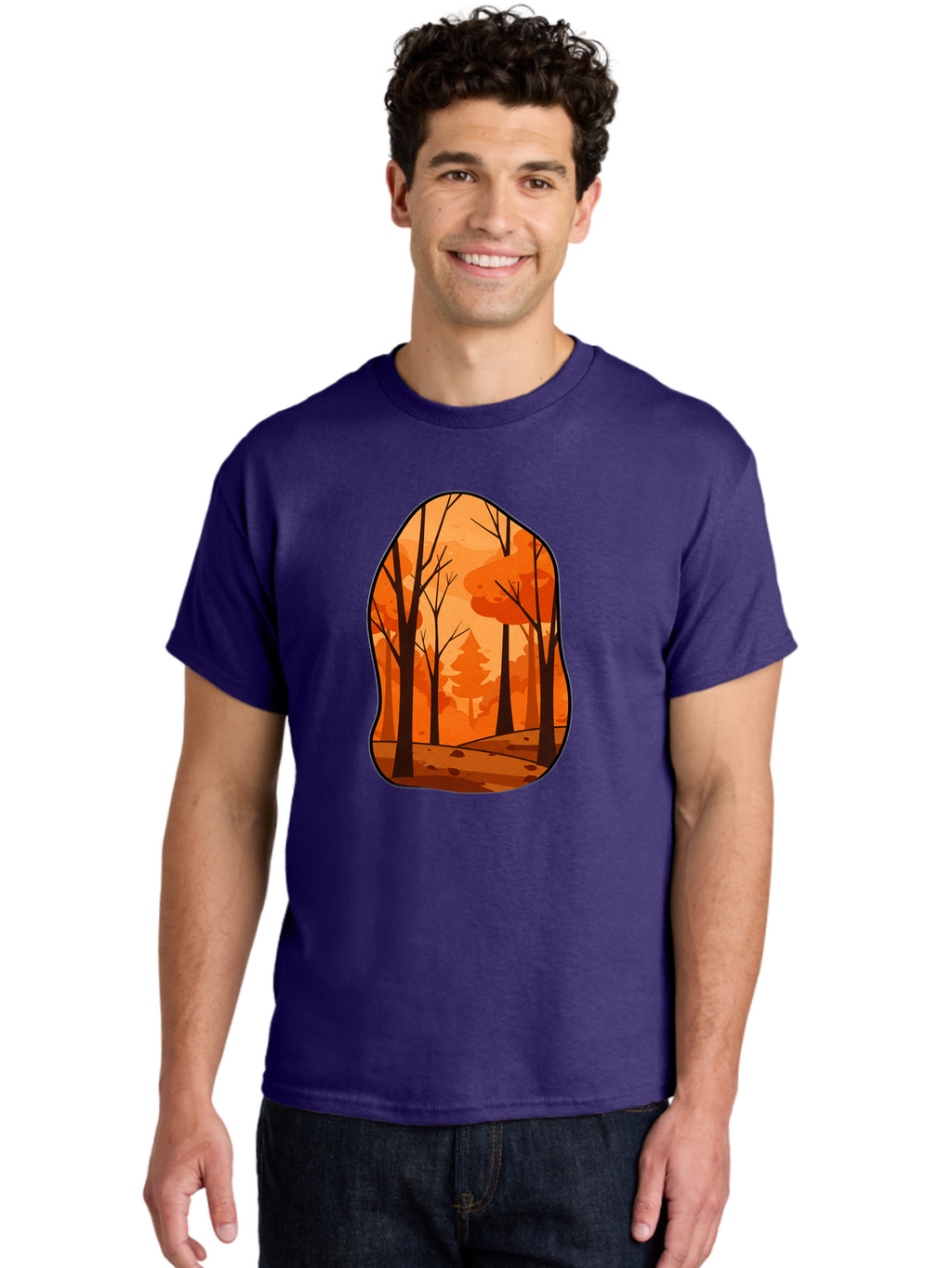 Forest-Scene-1 Men'S Graphic Tee, 100% Cotton, Comfortable Casual Summer Wear, Machine Washable, Vintage Camera, Old Camera, Antique Camera, Black Camera, Classic Photography, Photography Equipment, Nostalgic Device, Film Camera, Camera Art Baf099