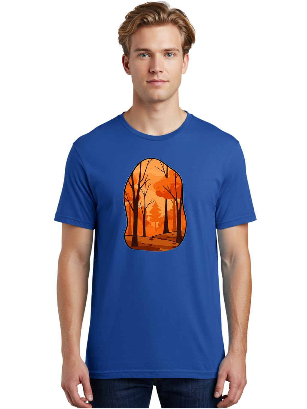 Forest-Scene-1 Men'S Graphic Tee, 100% Cotton, Comfortable Casual Summer Wear, Machine Washable, Vintage Camera, Old Camera, Antique Camera, Black Camera, Classic Photography, Photography Equipment, Nostalgic Device, Film Camera, Camera Art Baf099