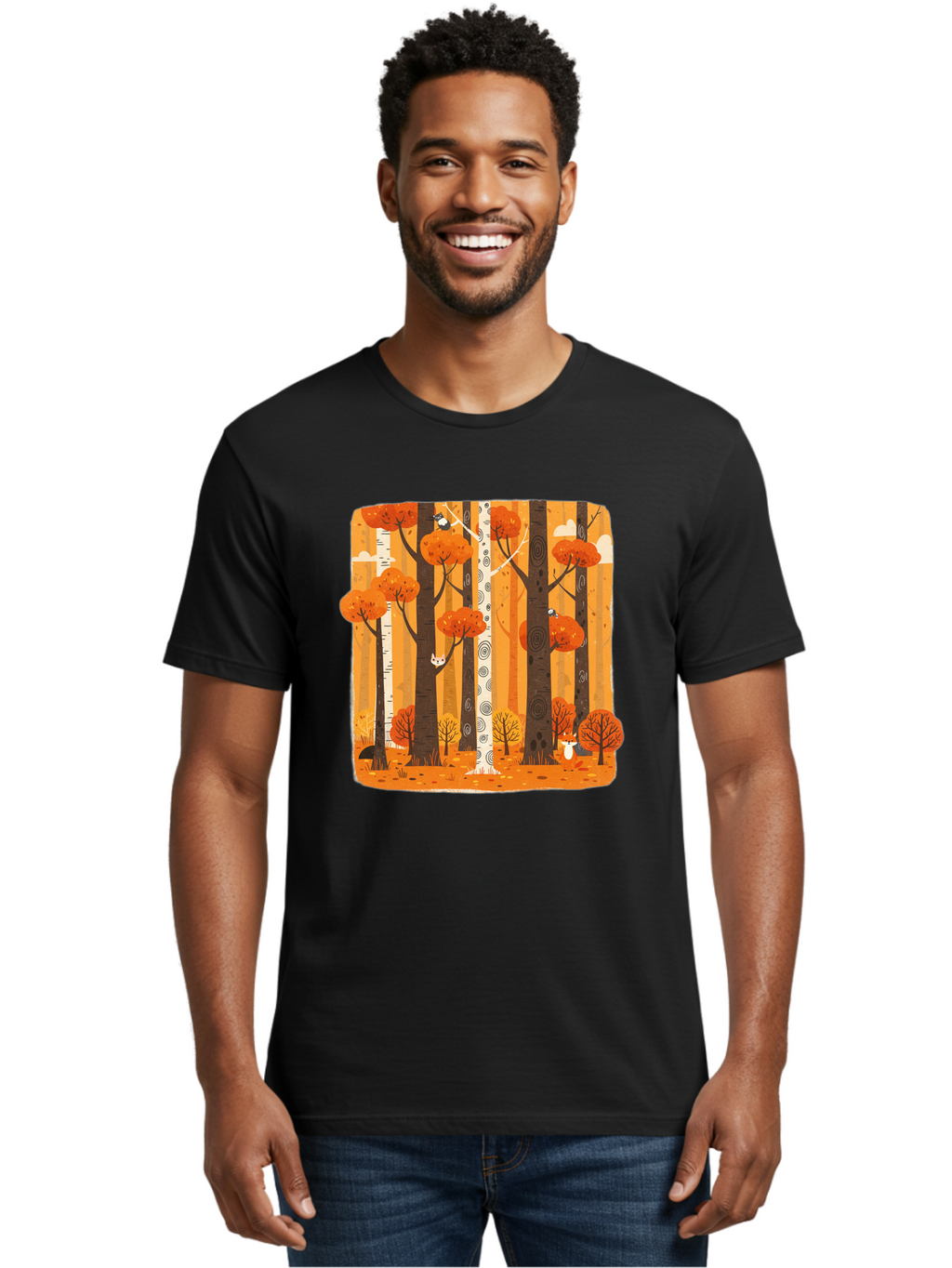 Forest-Scene Men'S Graphic Tee, 100% Cotton, Comfortable Casual Summer Wear, Machine Washable, Vintage Camera, Old Camera, Antique Camera, Black Camera, Classic Photography, Photography Equipment, Nostalgic Device, Film Camera, Camera Art Baf100