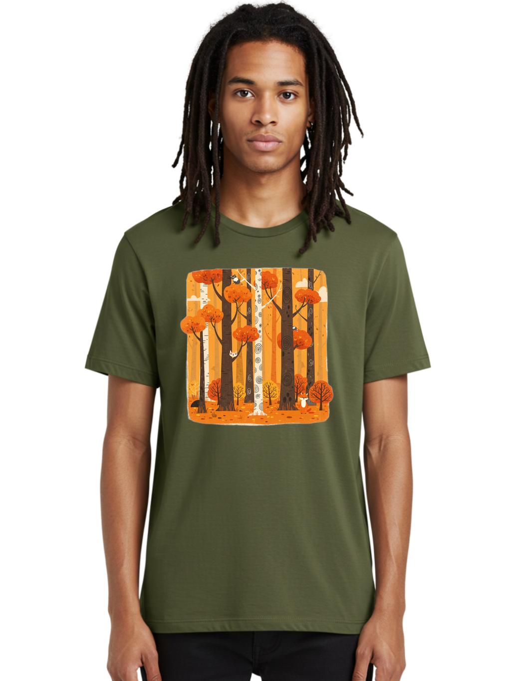 Forest-Scene Men'S Graphic Tee, 100% Cotton, Comfortable Casual Summer Wear, Machine Washable, Vintage Camera, Old Camera, Antique Camera, Black Camera, Classic Photography, Photography Equipment, Nostalgic Device, Film Camera, Camera Art Baf100