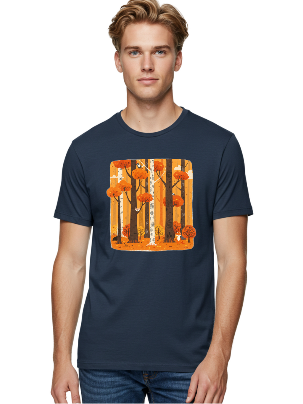 Forest-Scene Men'S Graphic Tee, 100% Cotton, Comfortable Casual Summer Wear, Machine Washable, Vintage Camera, Old Camera, Antique Camera, Black Camera, Classic Photography, Photography Equipment, Nostalgic Device, Film Camera, Camera Art Baf100