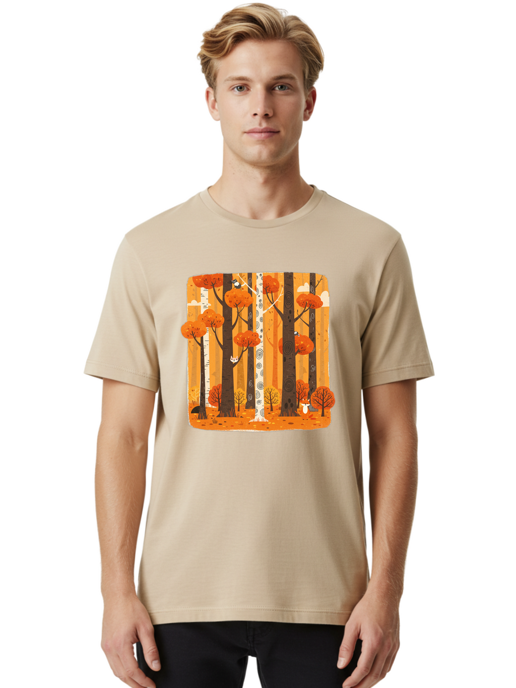 Forest-Scene Men'S Graphic Tee, 100% Cotton, Comfortable Casual Summer Wear, Machine Washable, Vintage Camera, Old Camera, Antique Camera, Black Camera, Classic Photography, Photography Equipment, Nostalgic Device, Film Camera, Camera Art Baf100