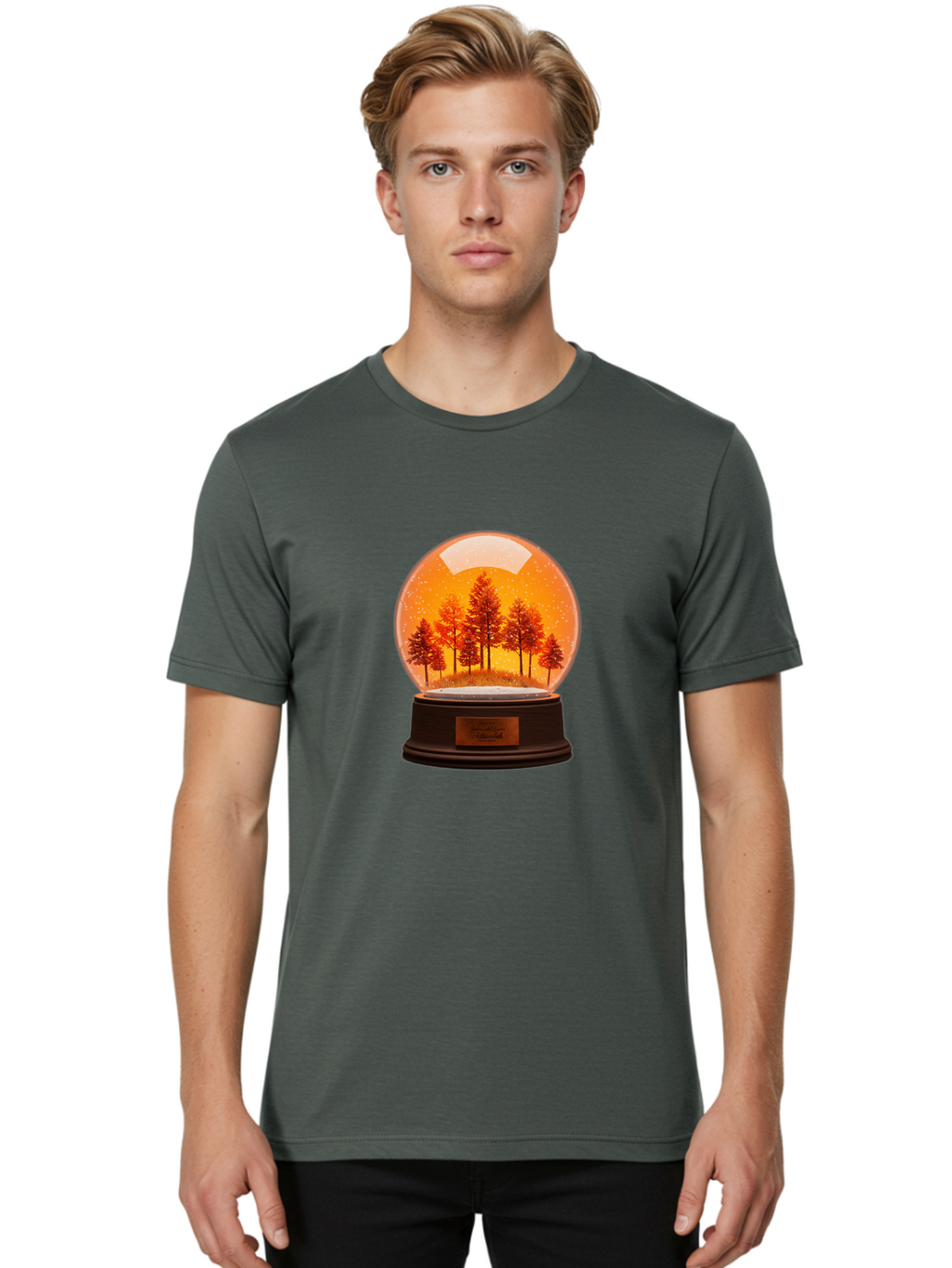 Forest-Snow-Globe Men'S Graphic Tee, 100% Cotton, Comfortable Casual Summer Wear, Machine Washable, Vintage Camera, Old Camera, Antique Camera, Black Camera, Classic Photography, Photography Equipment, Nostalgic Device, Film Camera, Camera Art Baf101