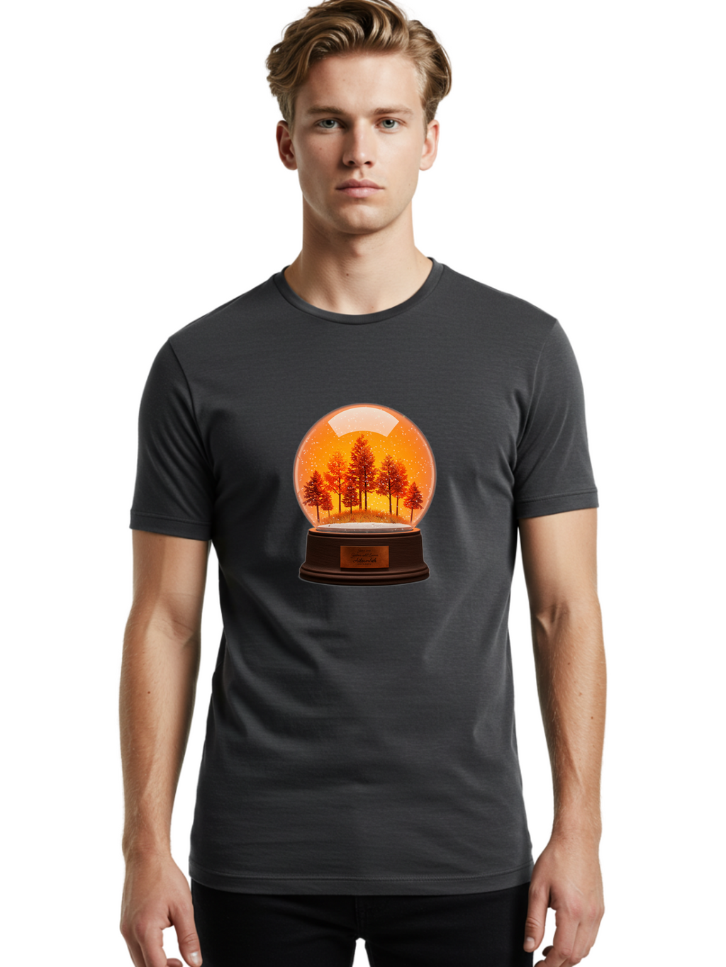 Forest-Snow-Globe Men'S Graphic Tee, 100% Cotton, Comfortable Casual Summer Wear, Machine Washable, Vintage Camera, Old Camera, Antique Camera, Black Camera, Classic Photography, Photography Equipment, Nostalgic Device, Film Camera, Camera Art Baf101