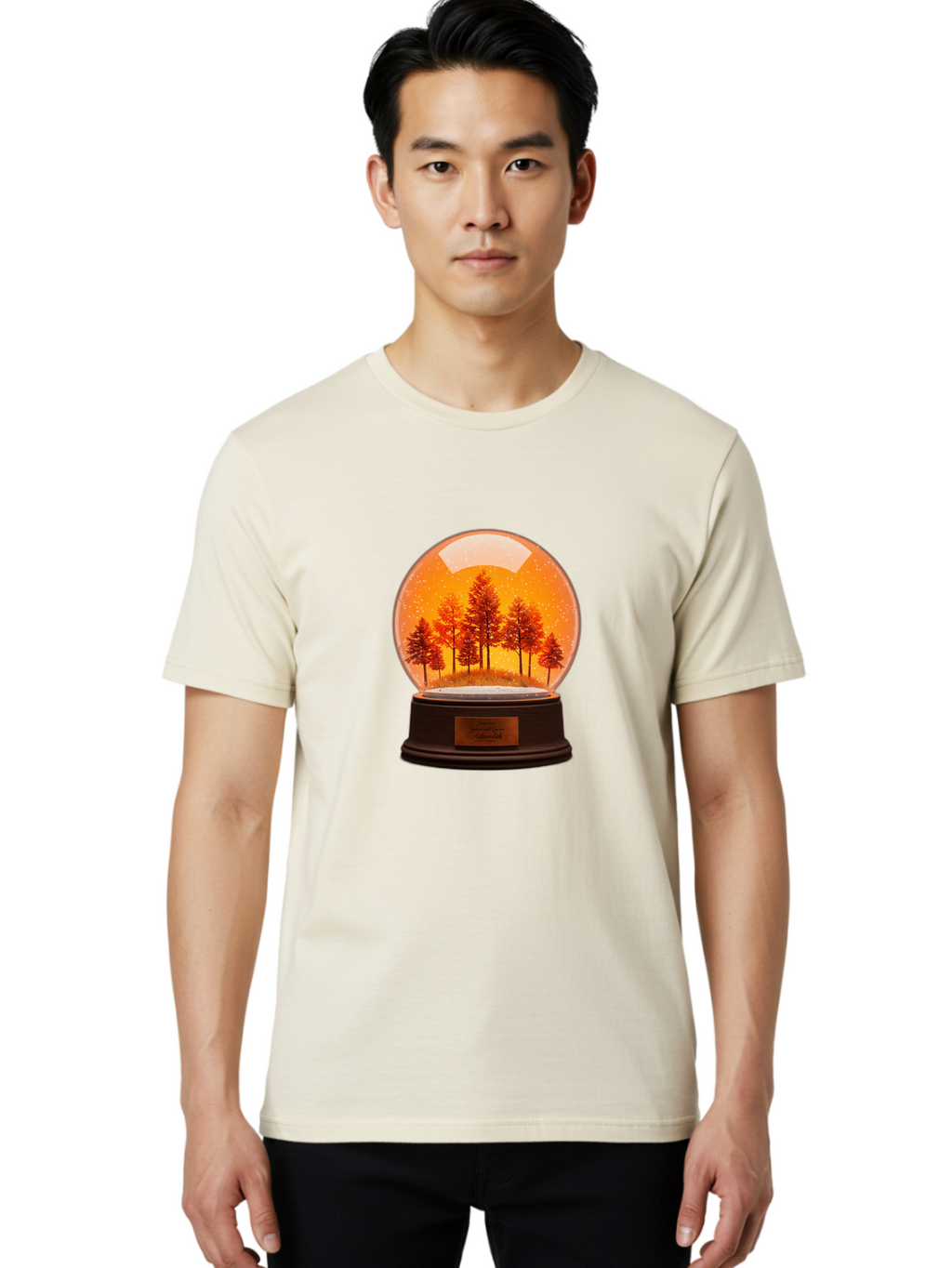 Forest-Snow-Globe Men'S Graphic Tee, 100% Cotton, Comfortable Casual Summer Wear, Machine Washable, Vintage Camera, Old Camera, Antique Camera, Black Camera, Classic Photography, Photography Equipment, Nostalgic Device, Film Camera, Camera Art Baf101
