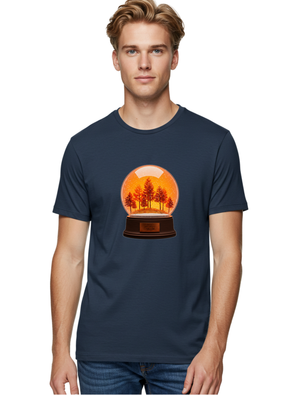 Forest-Snow-Globe Men'S Graphic Tee, 100% Cotton, Comfortable Casual Summer Wear, Machine Washable, Vintage Camera, Old Camera, Antique Camera, Black Camera, Classic Photography, Photography Equipment, Nostalgic Device, Film Camera, Camera Art Baf101