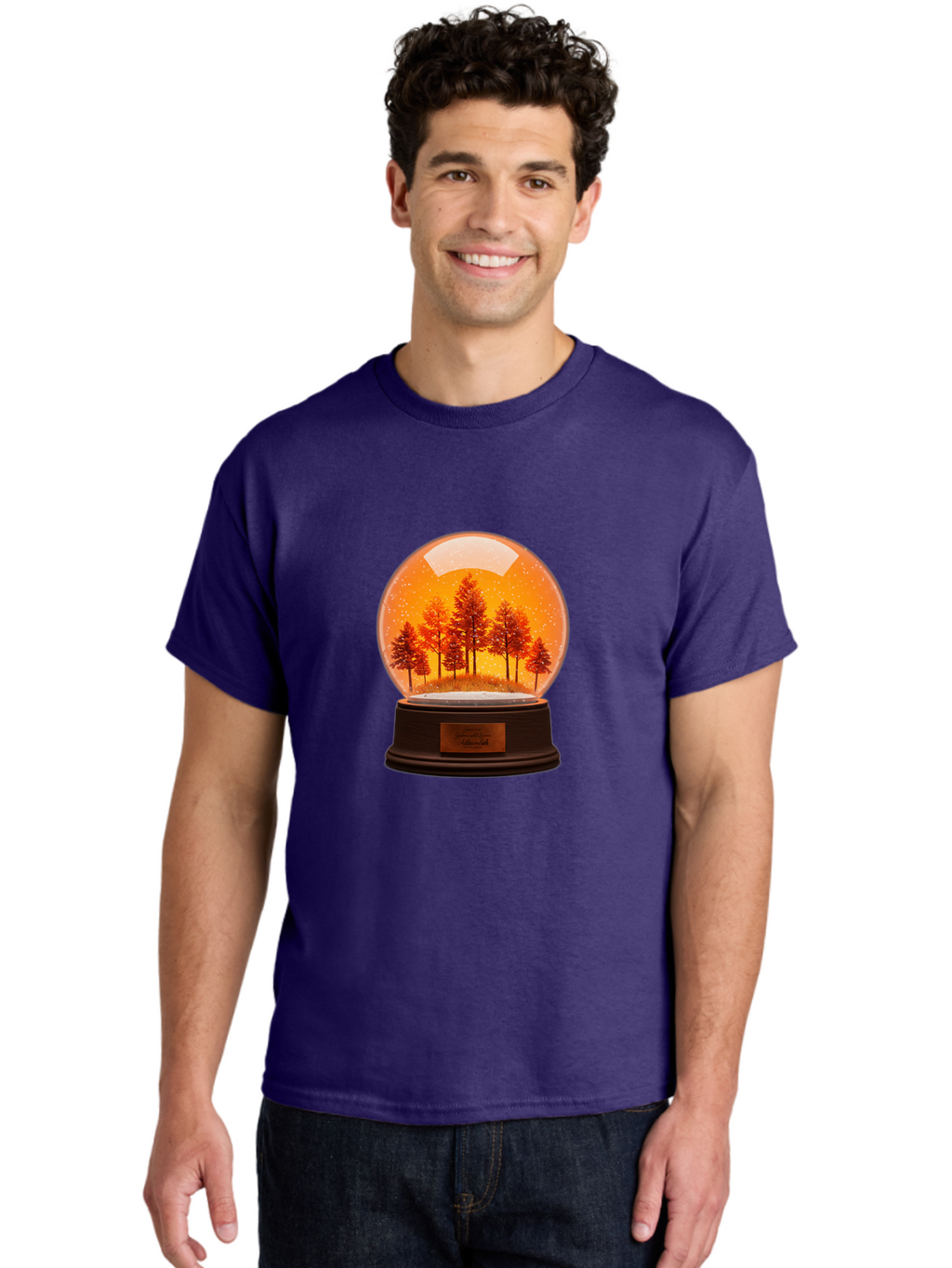 Forest-Snow-Globe Men'S Graphic Tee, 100% Cotton, Comfortable Casual Summer Wear, Machine Washable, Vintage Camera, Old Camera, Antique Camera, Black Camera, Classic Photography, Photography Equipment, Nostalgic Device, Film Camera, Camera Art Baf101