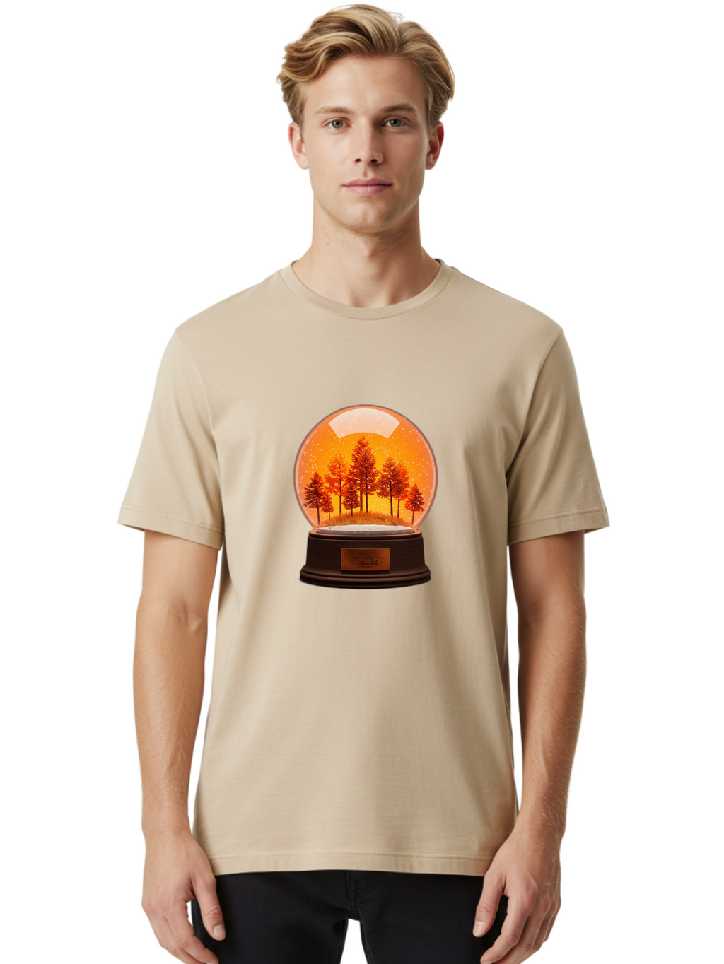 Forest-Snow-Globe Men'S Graphic Tee, 100% Cotton, Comfortable Casual Summer Wear, Machine Washable, Vintage Camera, Old Camera, Antique Camera, Black Camera, Classic Photography, Photography Equipment, Nostalgic Device, Film Camera, Camera Art Baf101