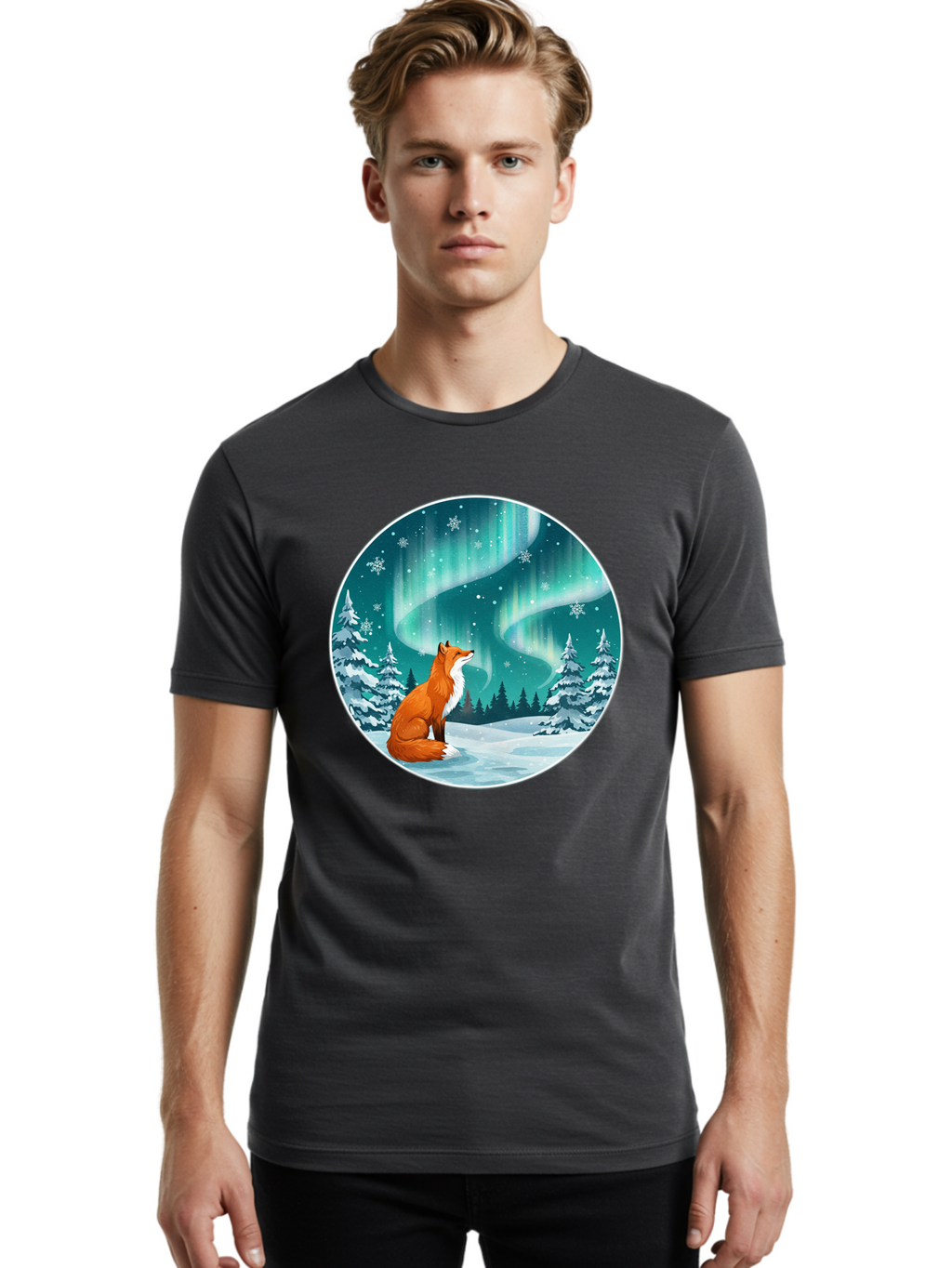 Fox-And-Northern-Lights Men'S Graphic Tee, 100% Cotton, Comfortable Casual Summer Wear, Machine Washable, Vintage Camera, Old Camera, Antique Camera, Black Camera, Classic Photography, Photography Equipment, Nostalgic Device, Film Camera, Baf105