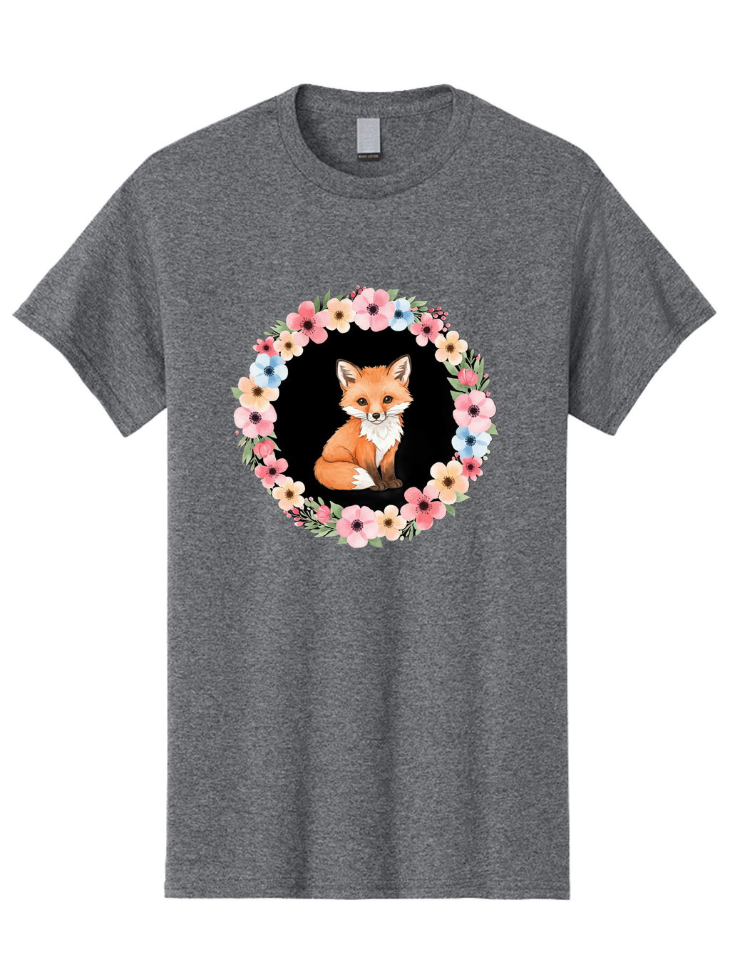 Fox-In-Floral-Wreath Men'S Graphic Tee, 100% Cotton, Comfortable Casual Summer Wear, Machine Washable, Vintage Camera, Old Camera, Antique Camera, Black Camera, Classic Photography, Photography Equipment, Nostalgic Device, Film Camera, Baf108