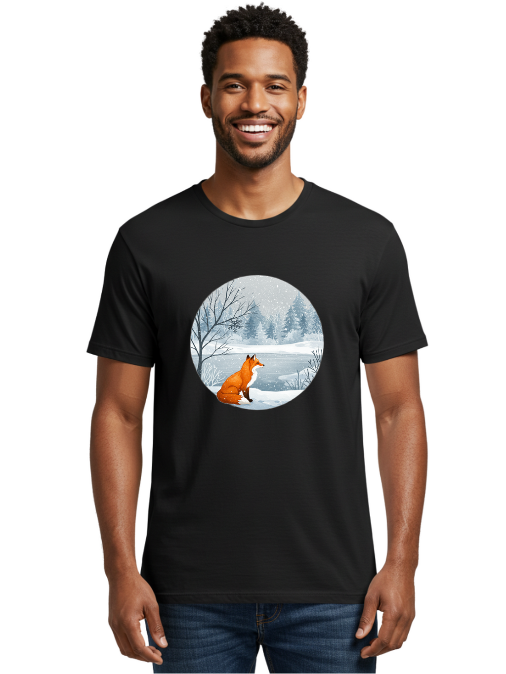 Fox-In-Winter-Landscape Men'S Graphic Tee, 100% Cotton, Comfortable Casual Summer Wear, Machine Washable, Vintage Camera, Old Camera, Antique Camera, Black Camera, Classic Photography, Photography Equipment, Nostalgic Device, Film Camera, Baf109