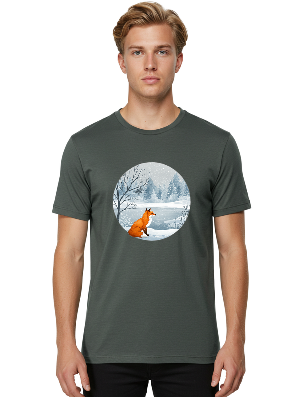 Fox-In-Winter-Landscape Men'S Graphic Tee, 100% Cotton, Comfortable Casual Summer Wear, Machine Washable, Vintage Camera, Old Camera, Antique Camera, Black Camera, Classic Photography, Photography Equipment, Nostalgic Device, Film Camera, Baf109