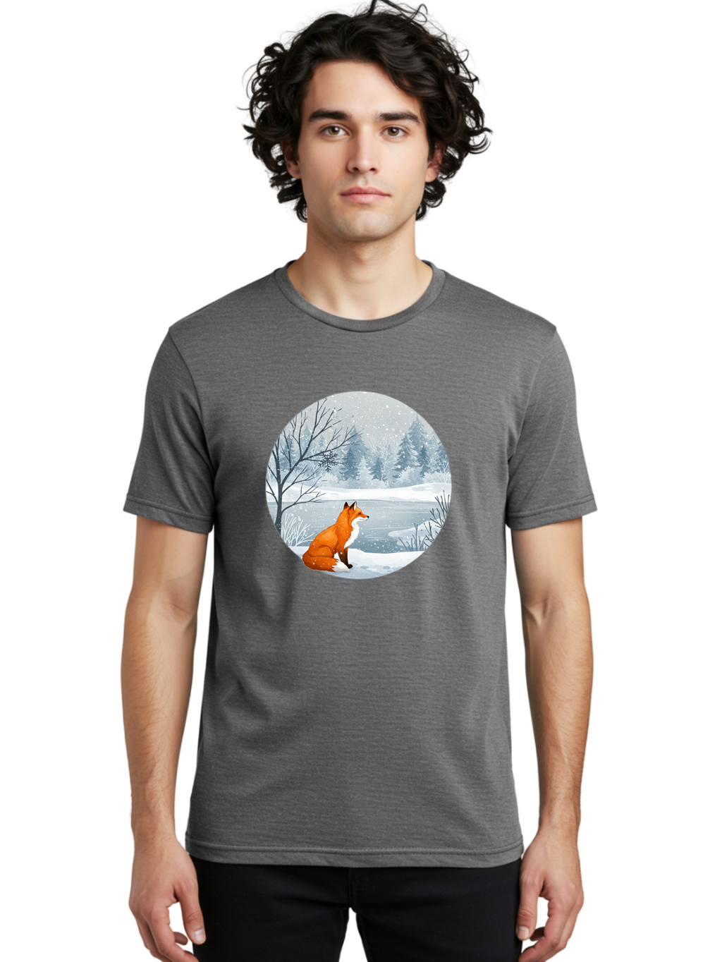 Fox-In-Winter-Landscape Men'S Graphic Tee, 100% Cotton, Comfortable Casual Summer Wear, Machine Washable, Vintage Camera, Old Camera, Antique Camera, Black Camera, Classic Photography, Photography Equipment, Nostalgic Device, Film Camera, Baf109