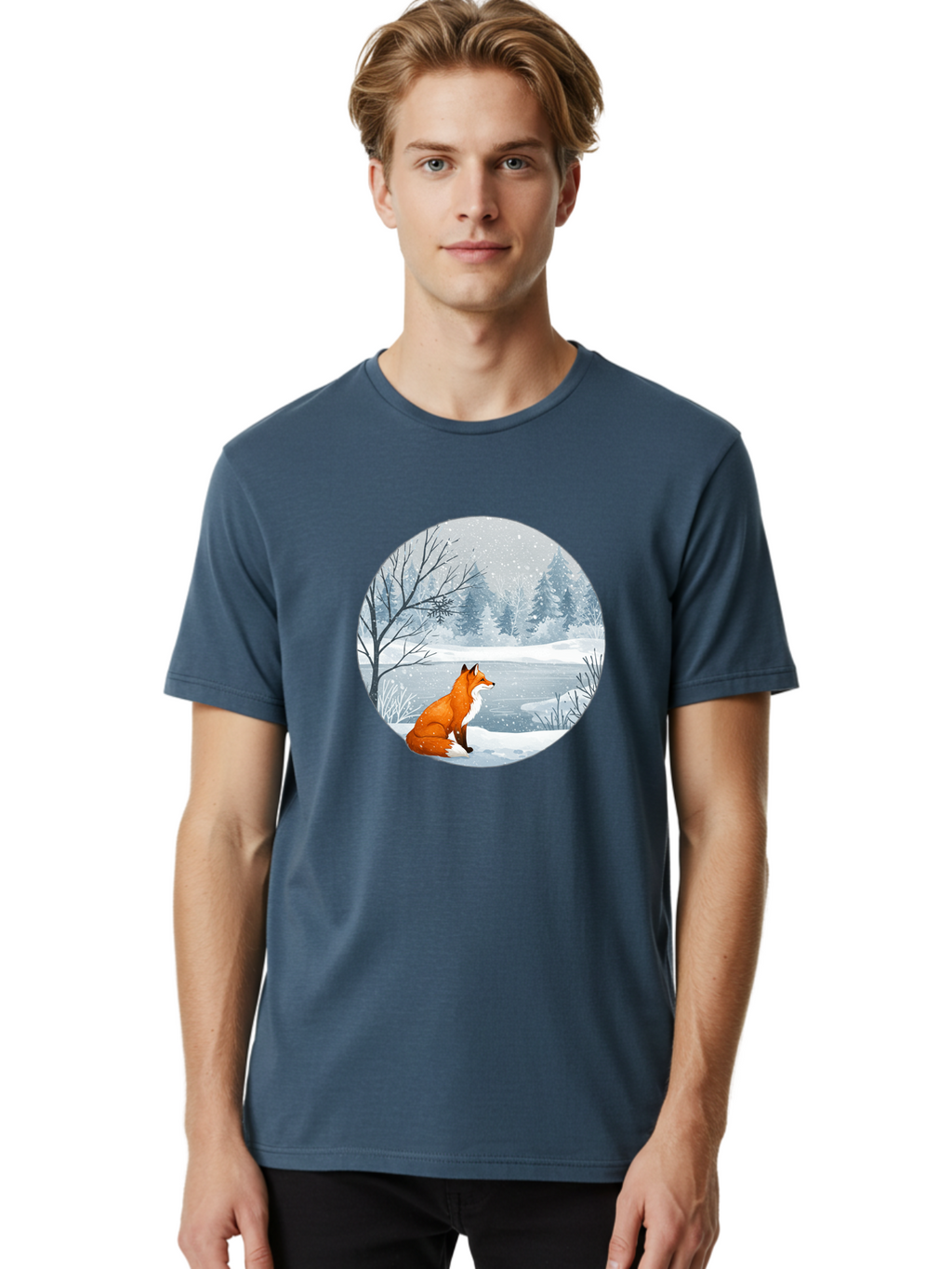 Fox-In-Winter-Landscape Men'S Graphic Tee, 100% Cotton, Comfortable Casual Summer Wear, Machine Washable, Vintage Camera, Old Camera, Antique Camera, Black Camera, Classic Photography, Photography Equipment, Nostalgic Device, Film Camera, Baf109