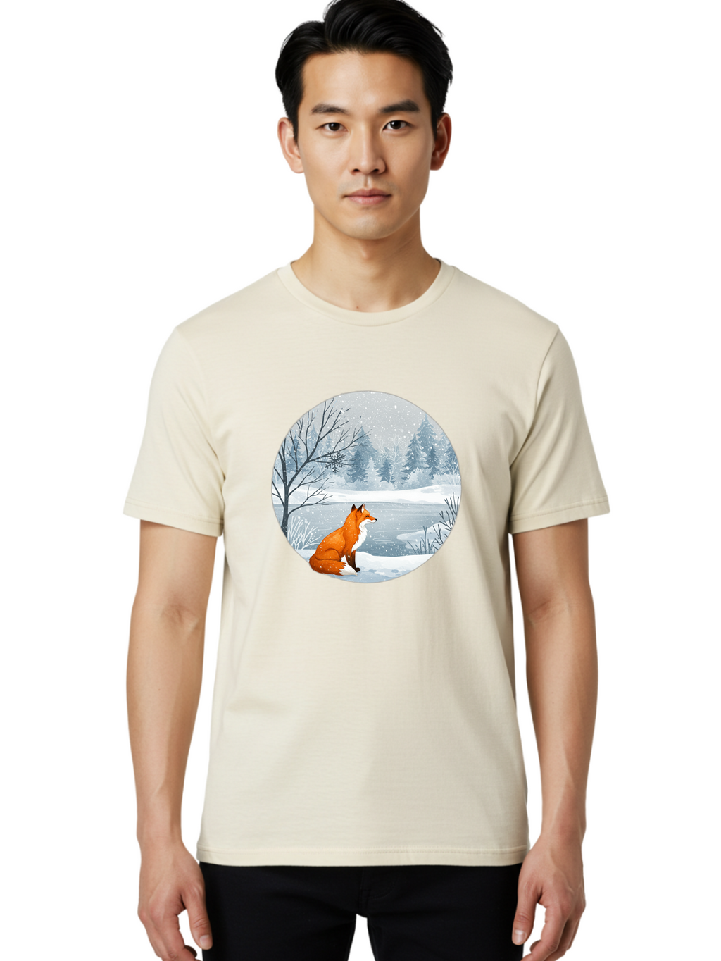 Fox-In-Winter-Landscape Men'S Graphic Tee, 100% Cotton, Comfortable Casual Summer Wear, Machine Washable, Vintage Camera, Old Camera, Antique Camera, Black Camera, Classic Photography, Photography Equipment, Nostalgic Device, Film Camera, Baf109