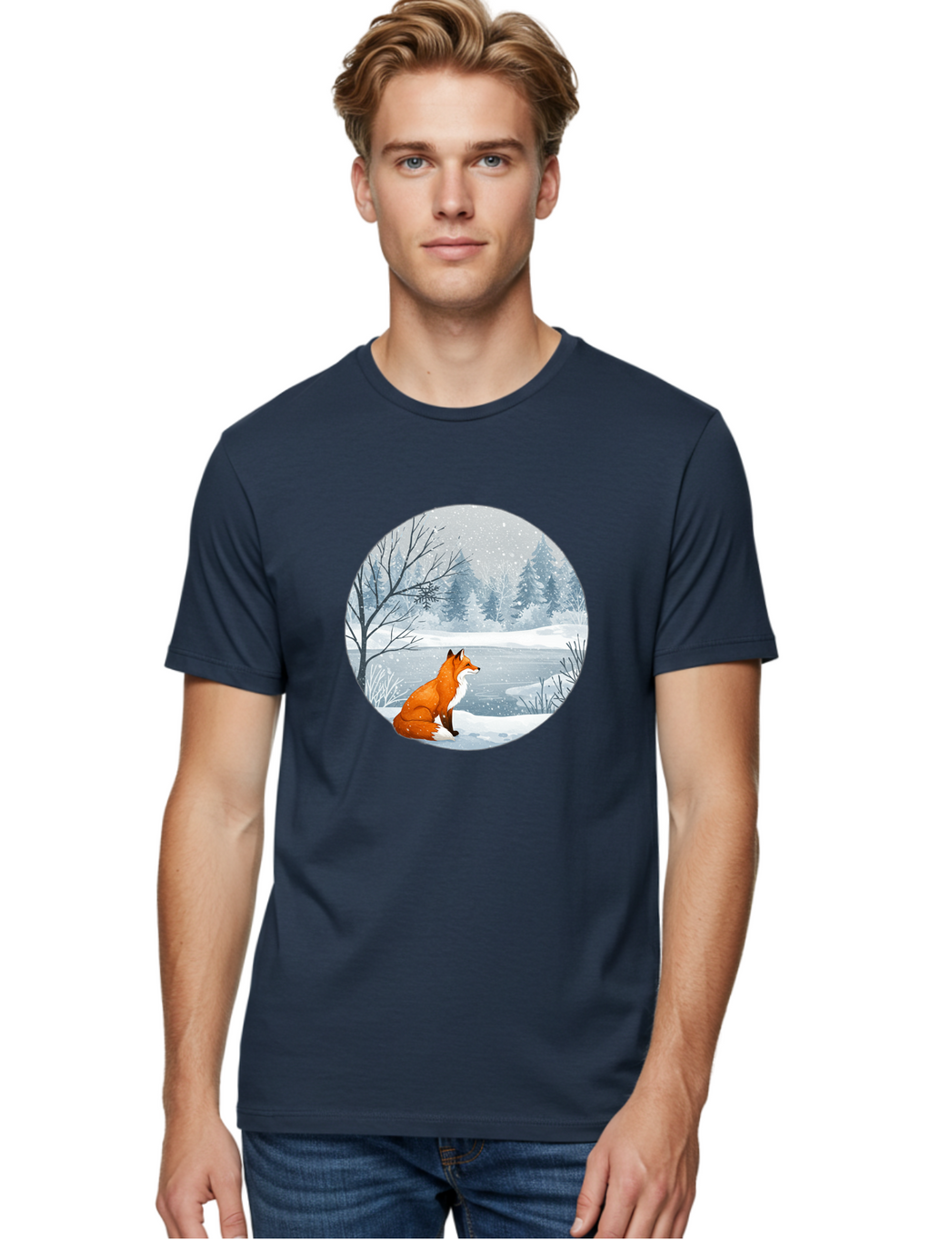 Fox-In-Winter-Landscape Men'S Graphic Tee, 100% Cotton, Comfortable Casual Summer Wear, Machine Washable, Vintage Camera, Old Camera, Antique Camera, Black Camera, Classic Photography, Photography Equipment, Nostalgic Device, Film Camera, Baf109
