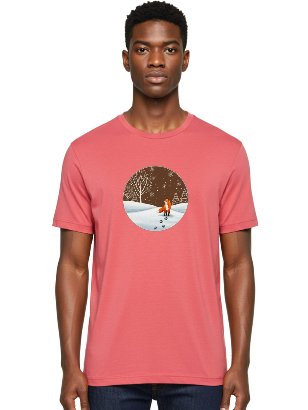 Fox-In-Winter-Scene-1 Men'S Graphic Tee, 100% Cotton, Comfortable Casual Summer Wear, Machine Washable, Vintage Camera, Old Camera, Antique Camera, Black Camera, Classic Photography, Photography Equipment, Nostalgic Device, Film Camera, Baf110