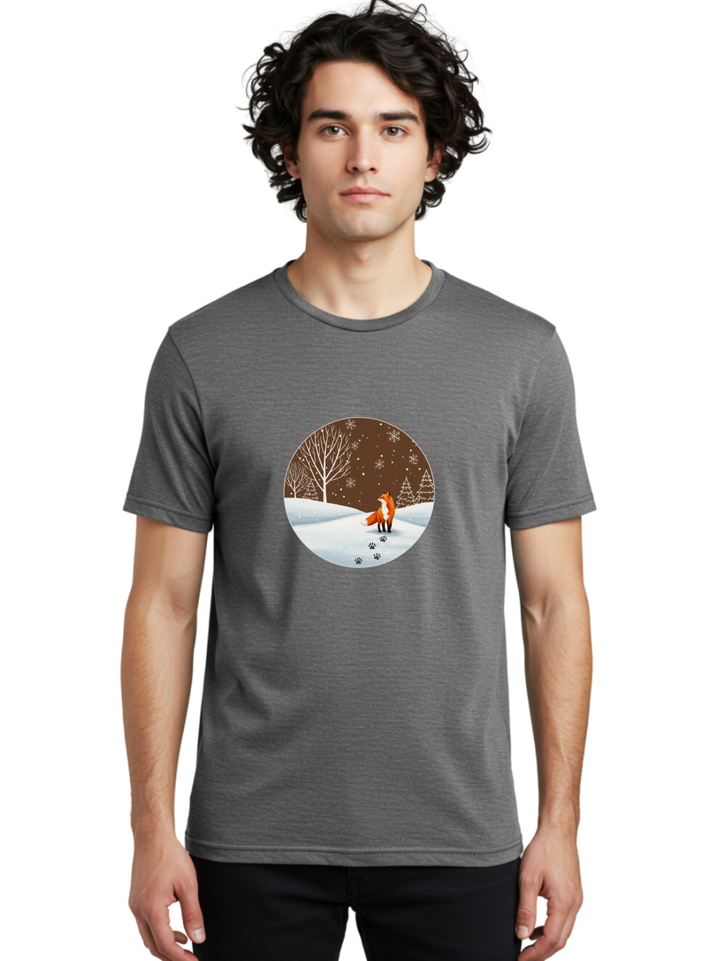 Fox-In-Winter-Scene-1 Men'S Graphic Tee, 100% Cotton, Comfortable Casual Summer Wear, Machine Washable, Vintage Camera, Old Camera, Antique Camera, Black Camera, Classic Photography, Photography Equipment, Nostalgic Device, Film Camera, Baf110