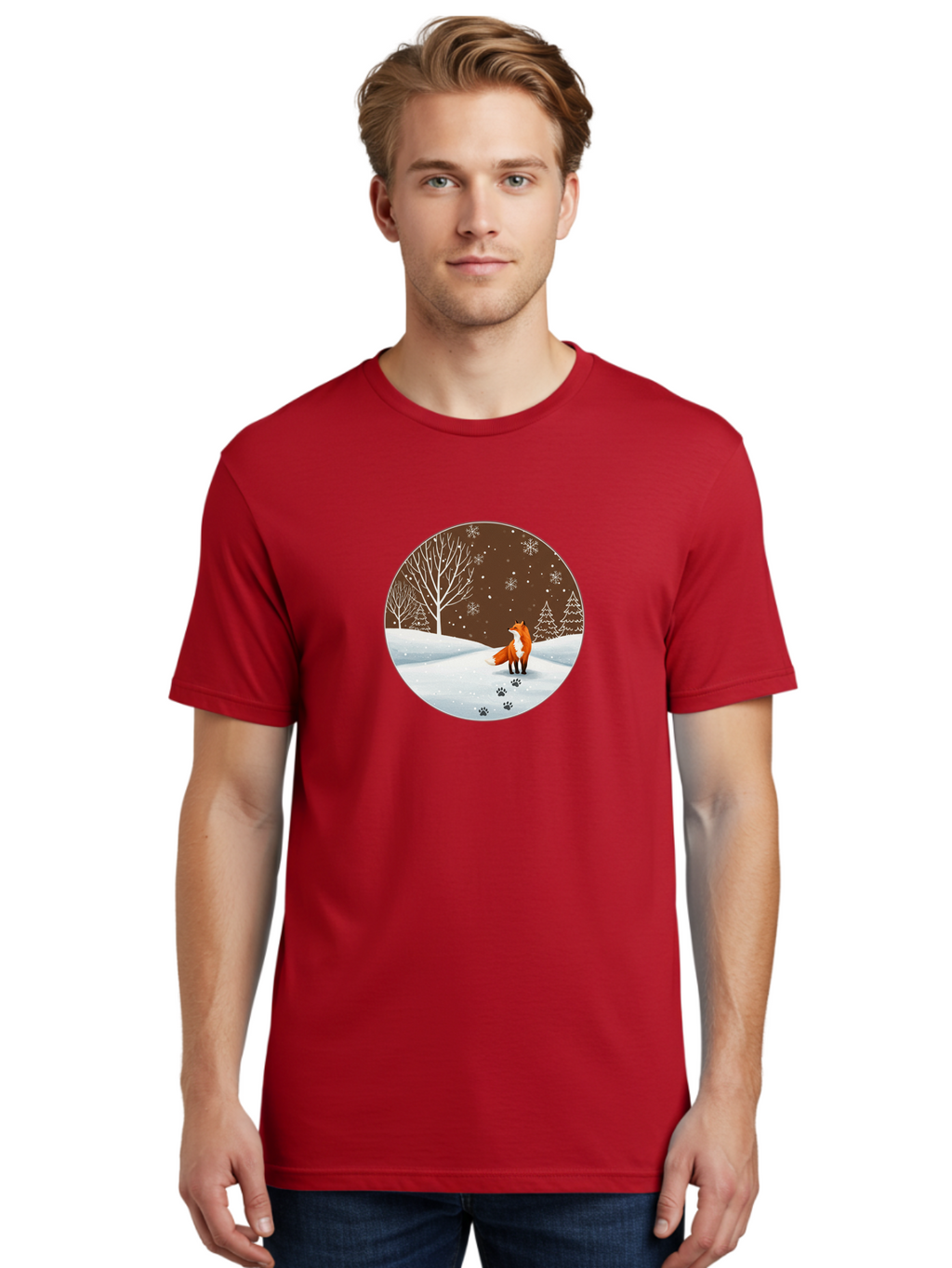Fox-In-Winter-Scene-1 Men'S Graphic Tee, 100% Cotton, Comfortable Casual Summer Wear, Machine Washable, Vintage Camera, Old Camera, Antique Camera, Black Camera, Classic Photography, Photography Equipment, Nostalgic Device, Film Camera, Baf110
