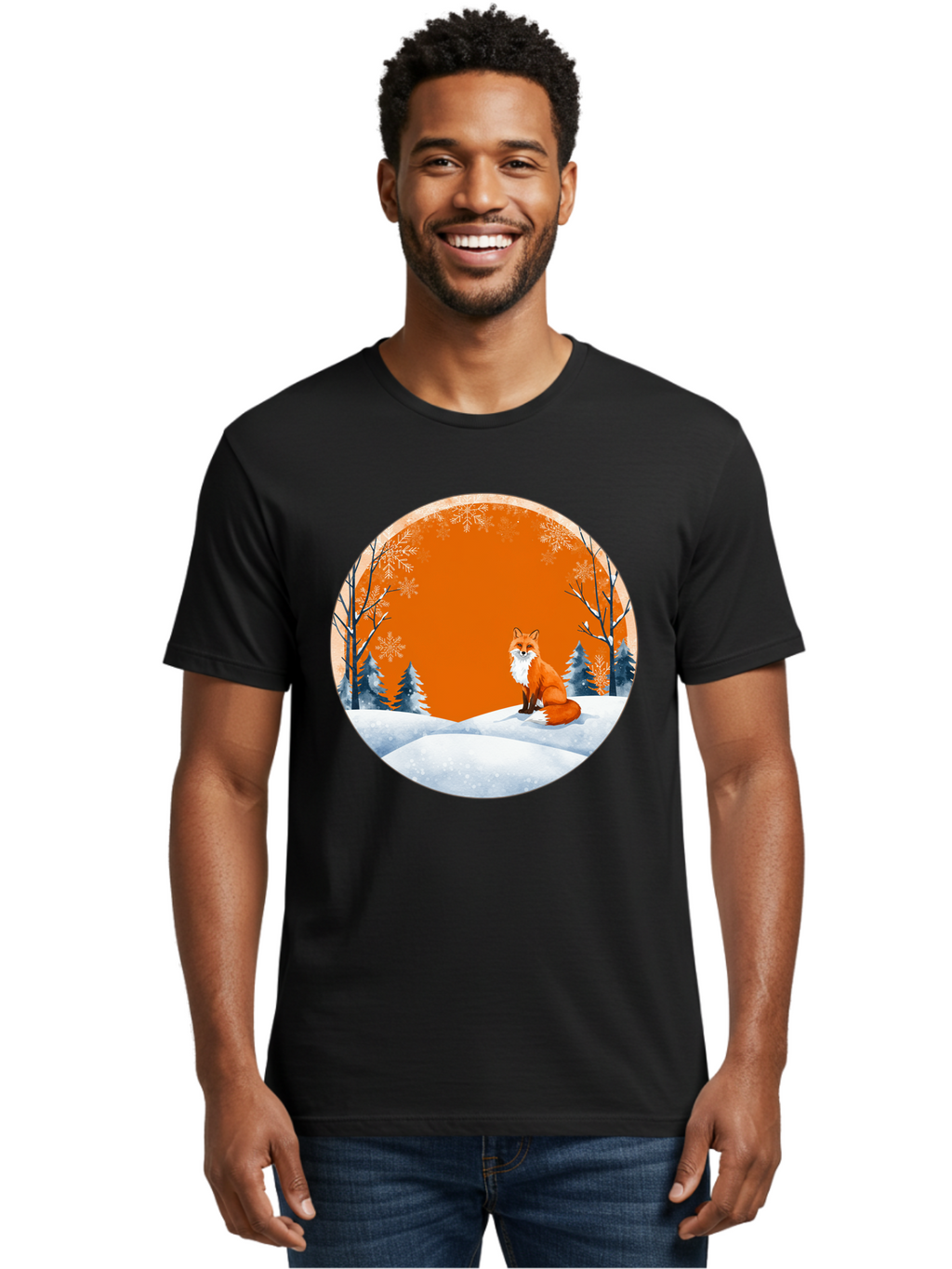 Fox-In-Winter-Scene Men'S Graphic Tee, 100% Cotton, Comfortable Casual Summer Wear, Machine Washable, Vintage Camera, Old Camera, Antique Camera, Black Camera, Classic Photography, Photography Equipment, Nostalgic Device, Film Camera, Baf111