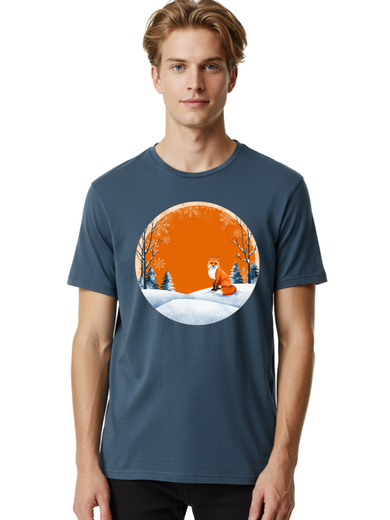Fox-In-Winter-Scene Men'S Graphic Tee, 100% Cotton, Comfortable Casual Summer Wear, Machine Washable, Vintage Camera, Old Camera, Antique Camera, Black Camera, Classic Photography, Photography Equipment, Nostalgic Device, Film Camera, Baf111