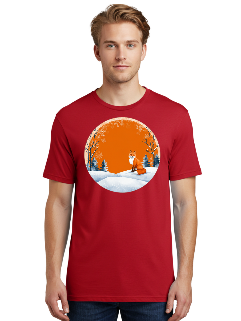 Fox-In-Winter-Scene Men'S Graphic Tee, 100% Cotton, Comfortable Casual Summer Wear, Machine Washable, Vintage Camera, Old Camera, Antique Camera, Black Camera, Classic Photography, Photography Equipment, Nostalgic Device, Film Camera, Baf111