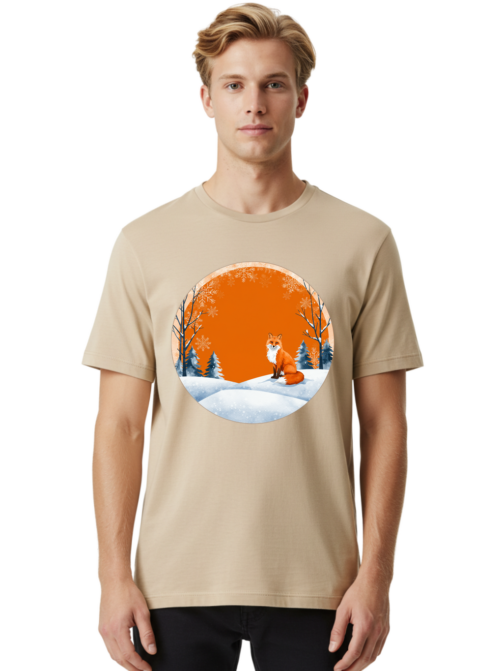 Fox-In-Winter-Scene Men'S Graphic Tee, 100% Cotton, Comfortable Casual Summer Wear, Machine Washable, Vintage Camera, Old Camera, Antique Camera, Black Camera, Classic Photography, Photography Equipment, Nostalgic Device, Film Camera, Baf111
