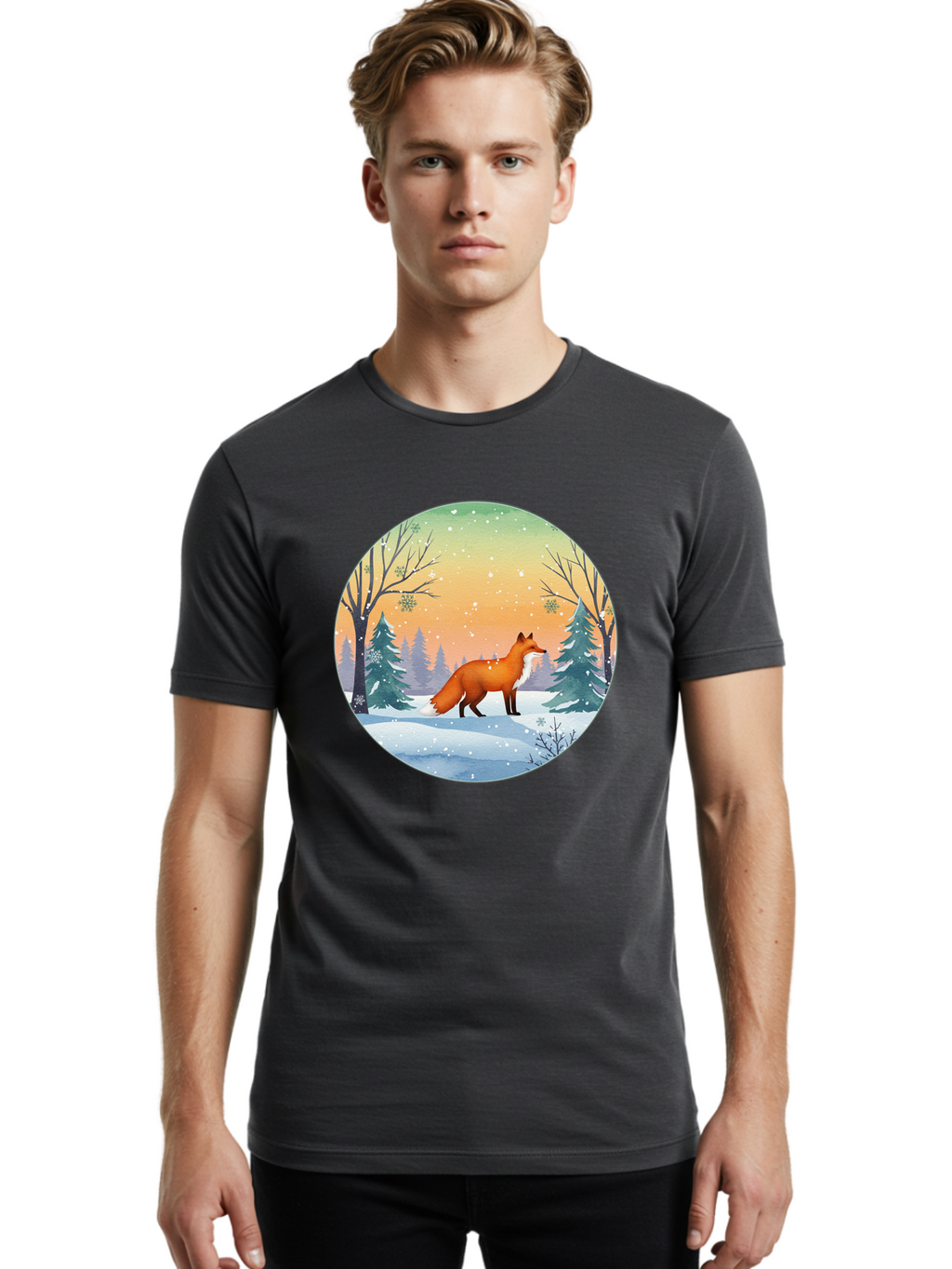 Fox-In-Winter Men'S Graphic Tee, 100% Cotton, Comfortable Casual Summer Wear, Machine Washable, Vintage Camera, Old Camera, Antique Camera, Black Camera, Classic Photography, Photography Equipment, Nostalgic Device, Film Camera, Camera Art Baf112