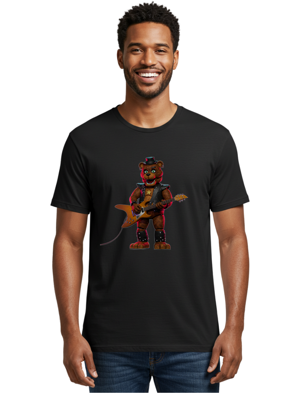 Freddy-Fazbear-1 Men'S Graphic Tee, 100% Cotton, Comfortable Casual Summer Wear, Machine Washable, Vintage Camera, Old Camera, Antique Camera, Black Camera, Classic Photography, Photography Equipment, Nostalgic Device, Film Camera, Camera Art Baf114
