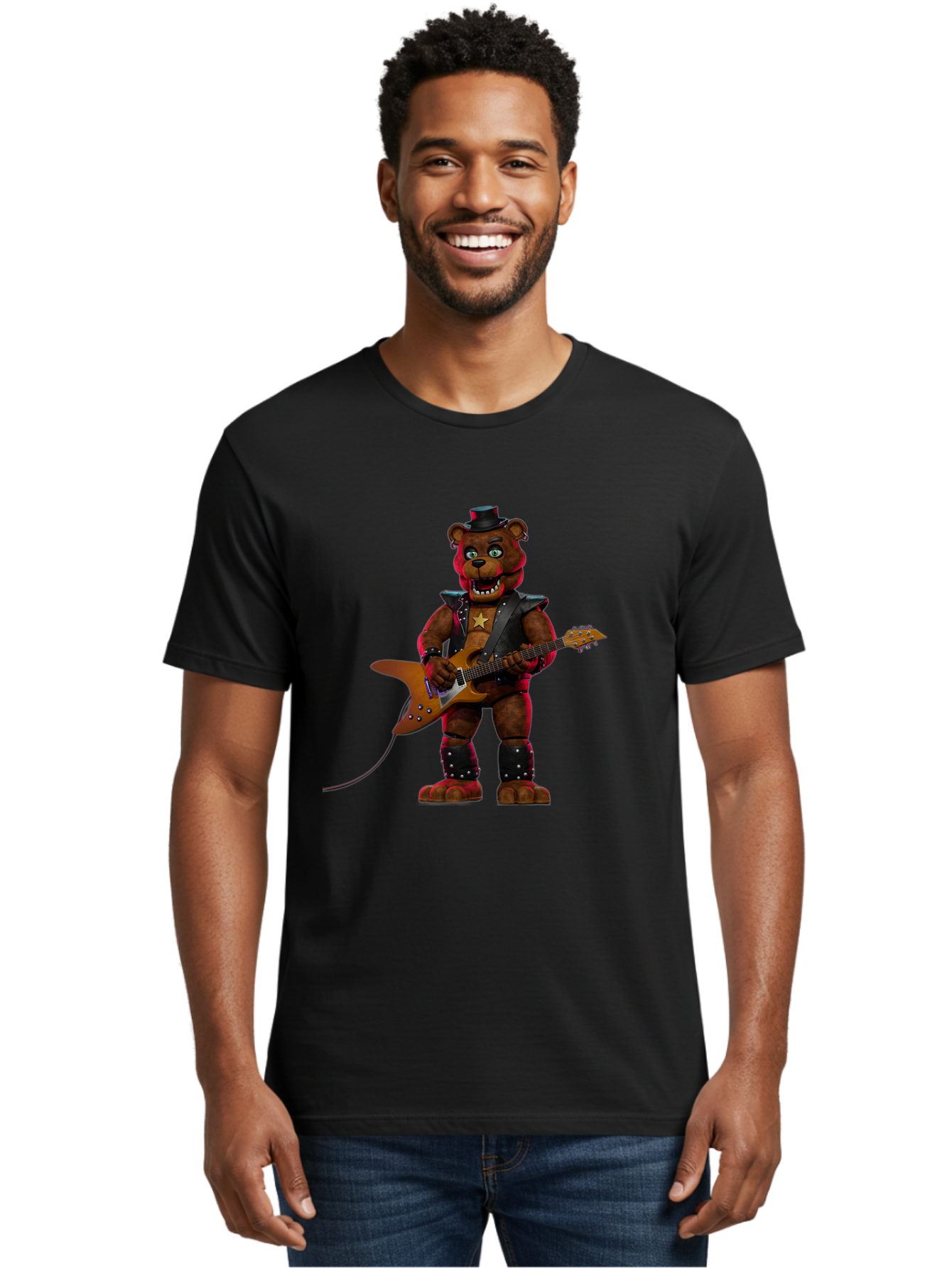 Freddy-Fazbear-1 Men'S Graphic Tee, 100% Cotton, Comfortable Casual Summer Wear, Machine Washable, Vintage Camera, Old Camera, Antique Camera, Black Camera, Classic Photography, Photography Equipment, Nostalgic Device, Film Camera, Camera Art Baf114