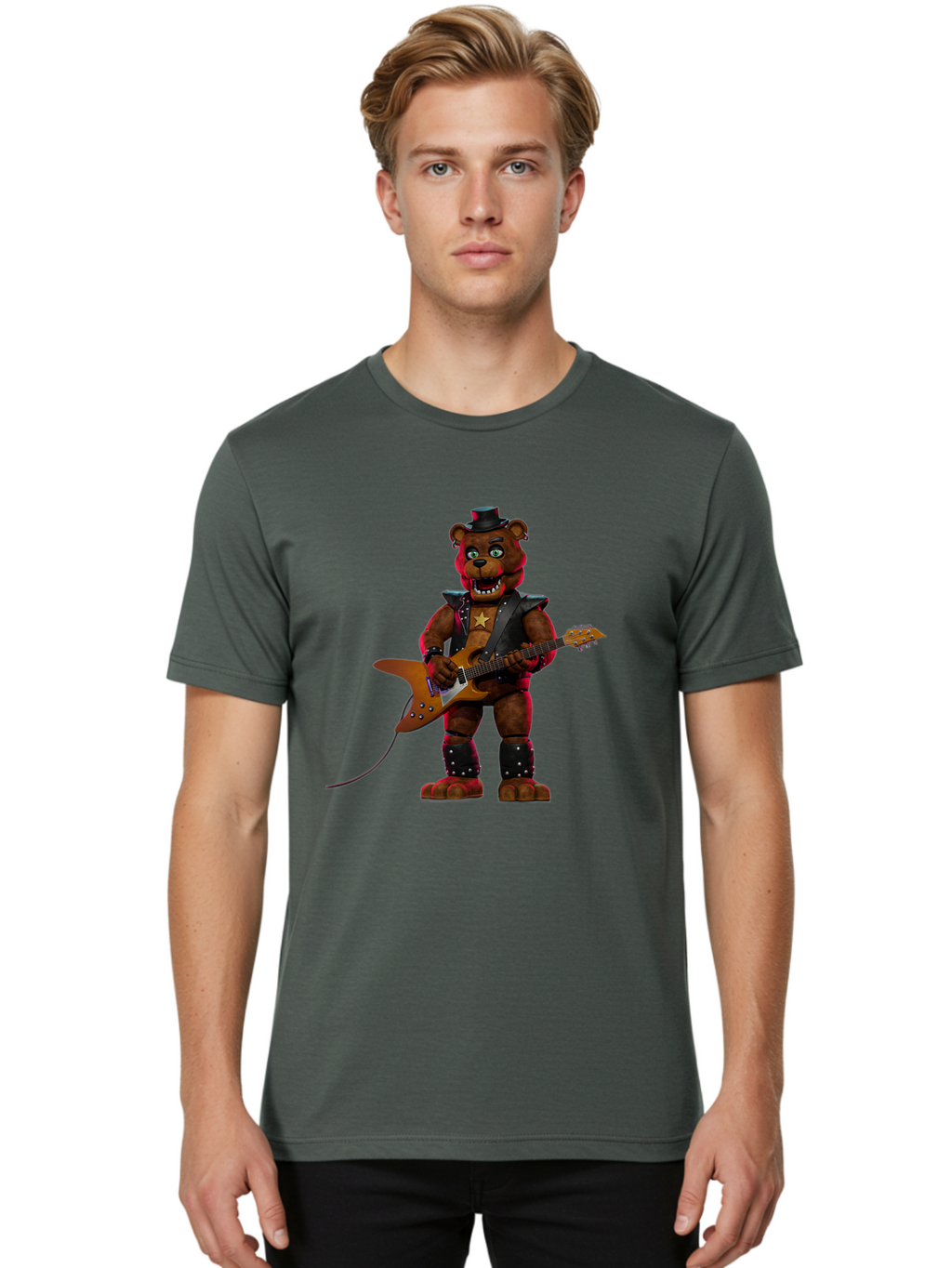 Freddy-Fazbear-1 Men'S Graphic Tee, 100% Cotton, Comfortable Casual Summer Wear, Machine Washable, Vintage Camera, Old Camera, Antique Camera, Black Camera, Classic Photography, Photography Equipment, Nostalgic Device, Film Camera, Camera Art Baf114