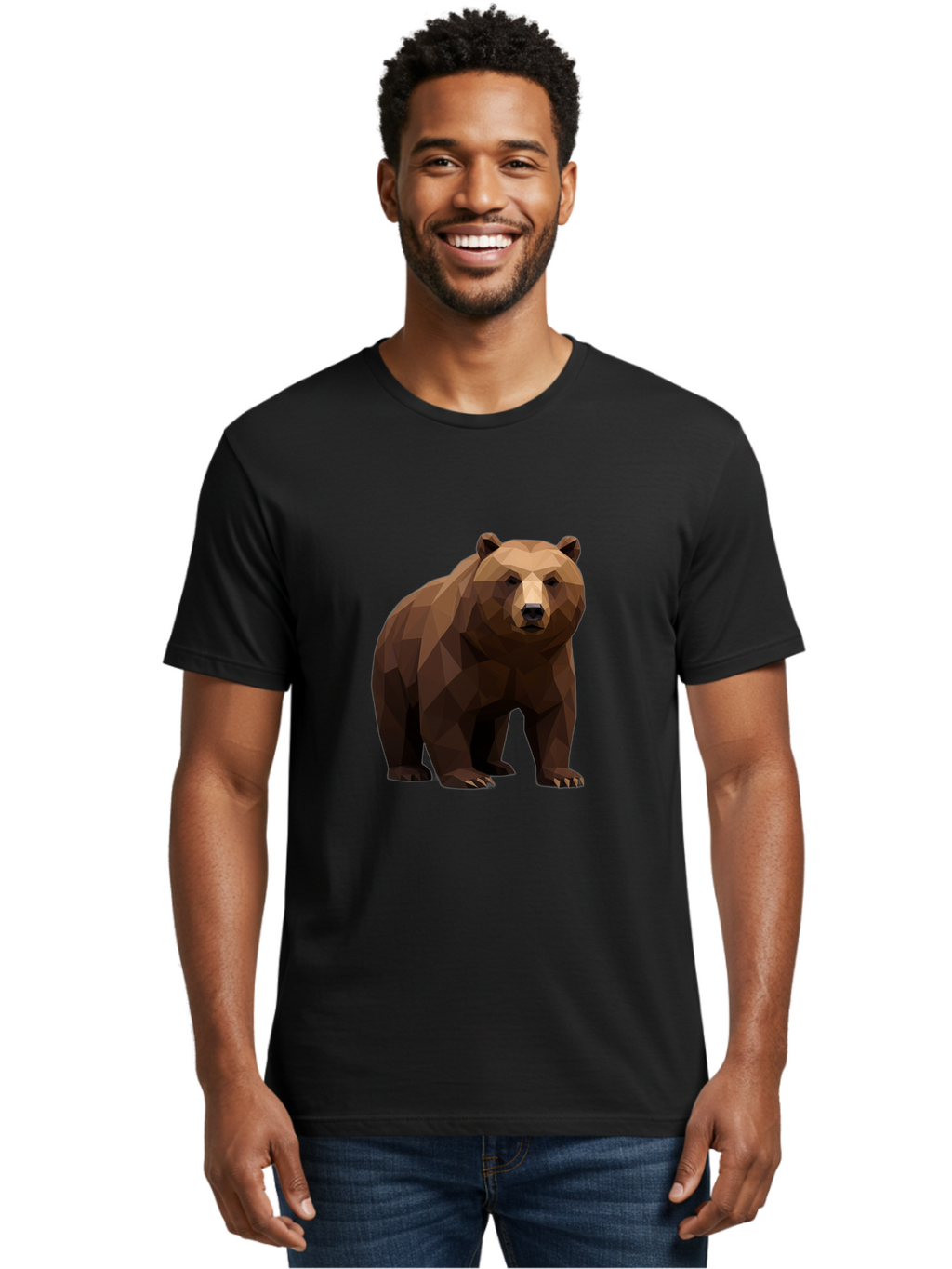Geometric-Bear-2 Men'S Graphic Tee, 100% Cotton, Comfortable Casual Summer Wear, Machine Washable, Vintage Camera, Old Camera, Antique Camera, Black Camera, Classic Photography, Photography Equipment, Nostalgic Device, Film Camera, Camera Art Baf124