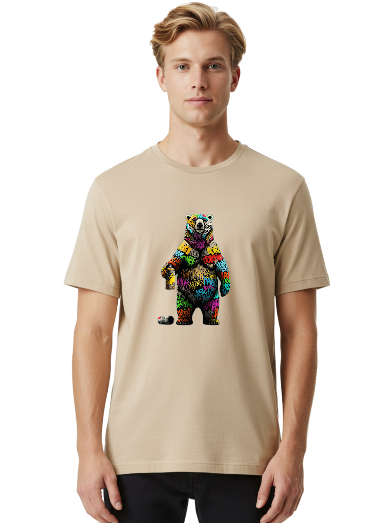 Graffiti-Bear Men'S Graphic Tee, 100% Cotton, Comfortable Casual Summer Wear, Machine Washable, Vintage Camera, Old Camera, Antique Camera, Black Camera, Classic Photography, Photography Equipment, Nostalgic Device, Film Camera, Camera Art Baf135