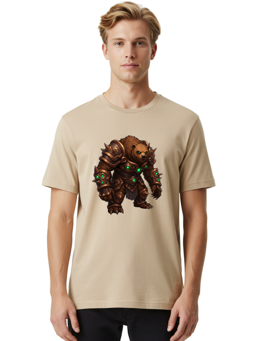 Guardian-Bear-1 Men'S Graphic Tee, 100% Cotton, Comfortable Casual Summer Wear, Machine Washable, Vintage Camera, Old Camera, Antique Camera, Black Camera, Classic Photography, Photography Equipment, Nostalgic Device, Film Camera, Camera Art Baf140