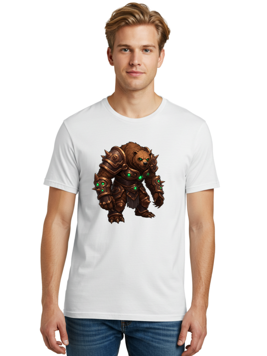 Guardian-Bear-1 Men'S Graphic Tee, 100% Cotton, Comfortable Casual Summer Wear, Machine Washable, Vintage Camera, Old Camera, Antique Camera, Black Camera, Classic Photography, Photography Equipment, Nostalgic Device, Film Camera, Camera Art Baf140