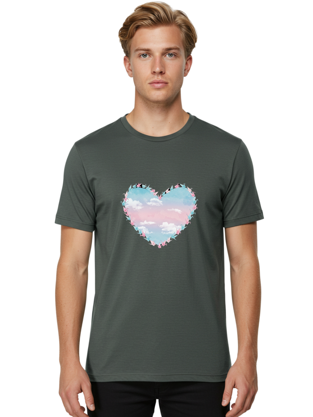 Heart-Shaped-Sky Men'S Graphic Tee, 100% Cotton, Comfortable Casual Summer Wear, Machine Washable, Vintage Camera, Old Camera, Antique Camera, Black Camera, Classic Photography, Photography Equipment, Nostalgic Device, Film Camera, Camera Art Baf144
