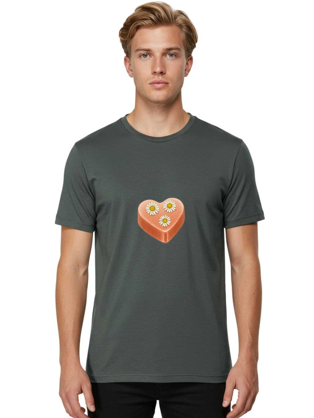 Heart-With-Daisies Men'S Graphic Tee, 100% Cotton, Comfortable Casual Summer Wear, Machine Washable, Vintage Camera, Old Camera, Antique Camera, Black Camera, Classic Photography, Photography Equipment, Nostalgic Device, Film Camera, Baf145