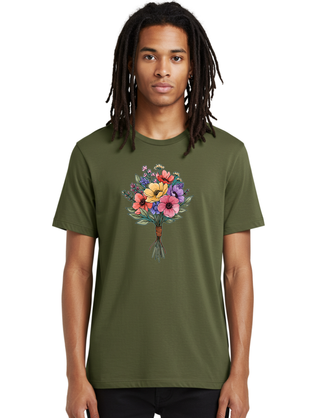 Illustrated-Flower-Bouquet Men'S Graphic Tee, 100% Cotton, Comfortable Casual Summer Wear, Machine Washable, Vintage Camera, Old Camera, Antique Camera, Black Camera, Classic Photography, Photography Equipment, Nostalgic Device, Film Camera, Baf150