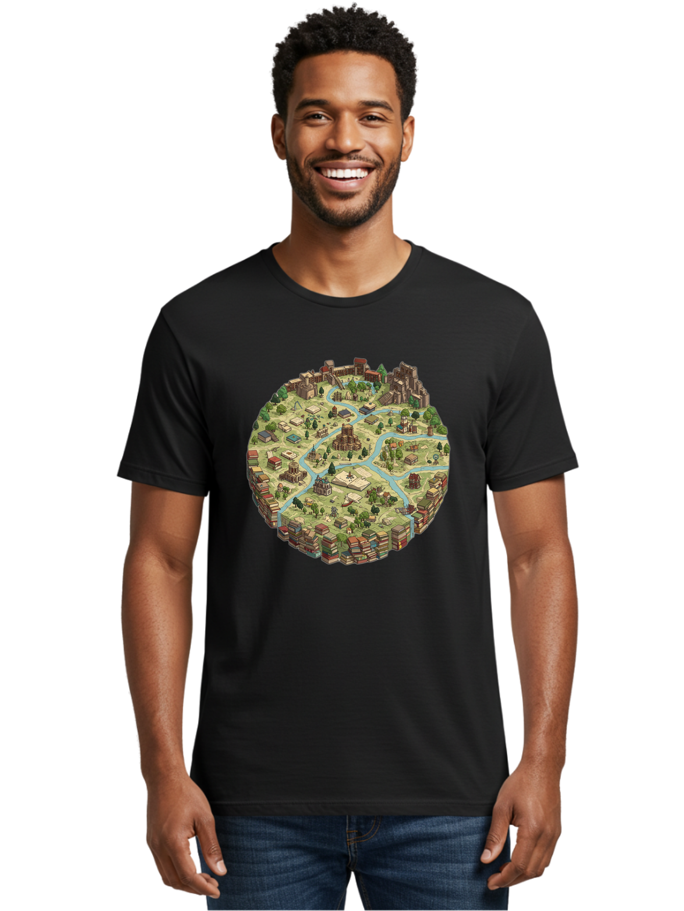 Isometric-Village Men'S Graphic Tee, 100% Cotton, Comfortable Casual Summer Wear, Machine Washable, Vintage Camera, Old Camera, Antique Camera, Black Camera, Classic Photography, Photography Equipment, Nostalgic Device, Film Camera, Camera Art Baf154