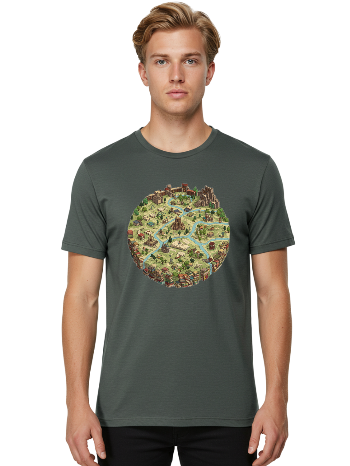 Isometric-Village Men'S Graphic Tee, 100% Cotton, Comfortable Casual Summer Wear, Machine Washable, Vintage Camera, Old Camera, Antique Camera, Black Camera, Classic Photography, Photography Equipment, Nostalgic Device, Film Camera, Camera Art Baf154