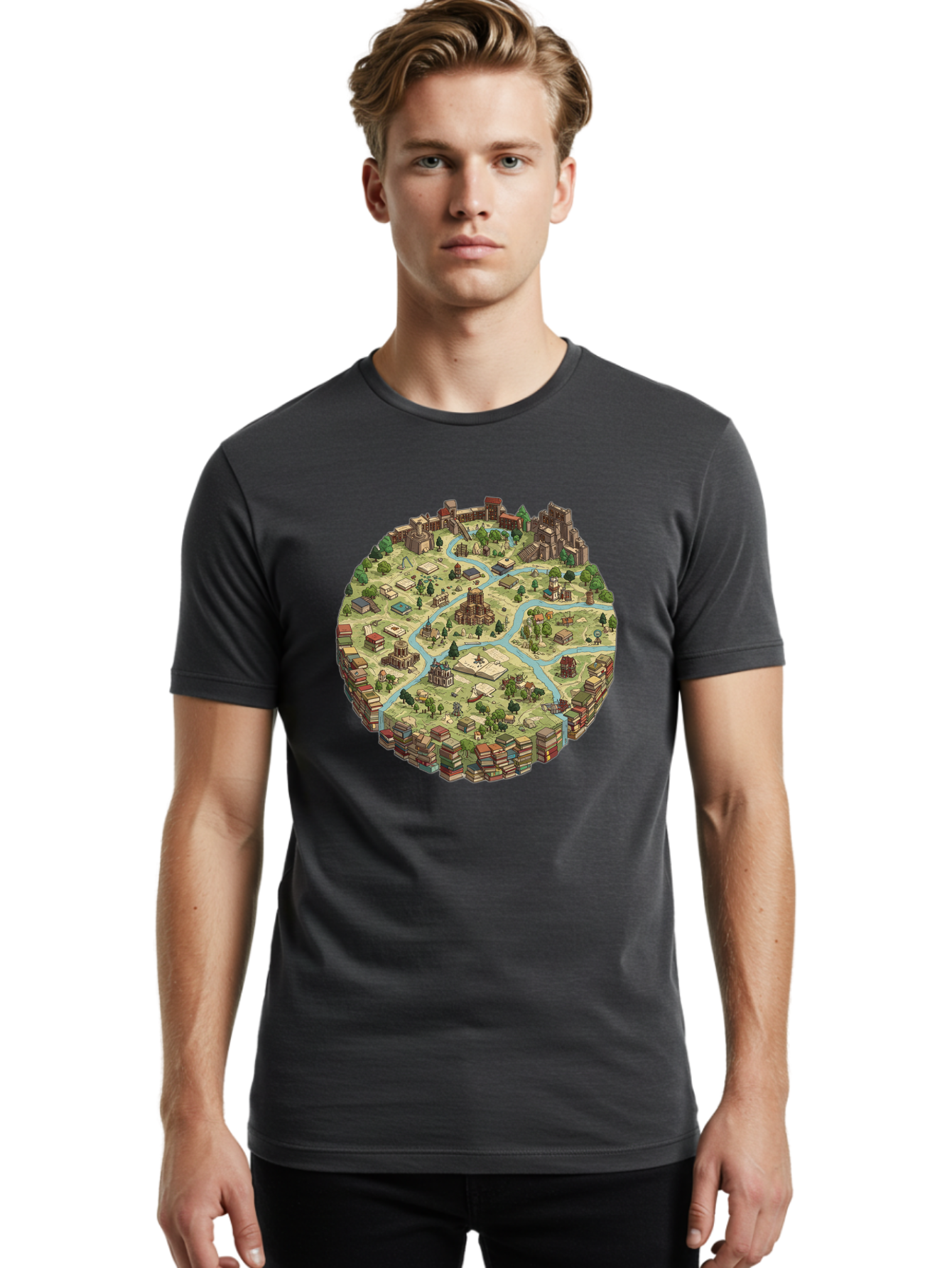 Isometric-Village Men'S Graphic Tee, 100% Cotton, Comfortable Casual Summer Wear, Machine Washable, Vintage Camera, Old Camera, Antique Camera, Black Camera, Classic Photography, Photography Equipment, Nostalgic Device, Film Camera, Camera Art Baf154