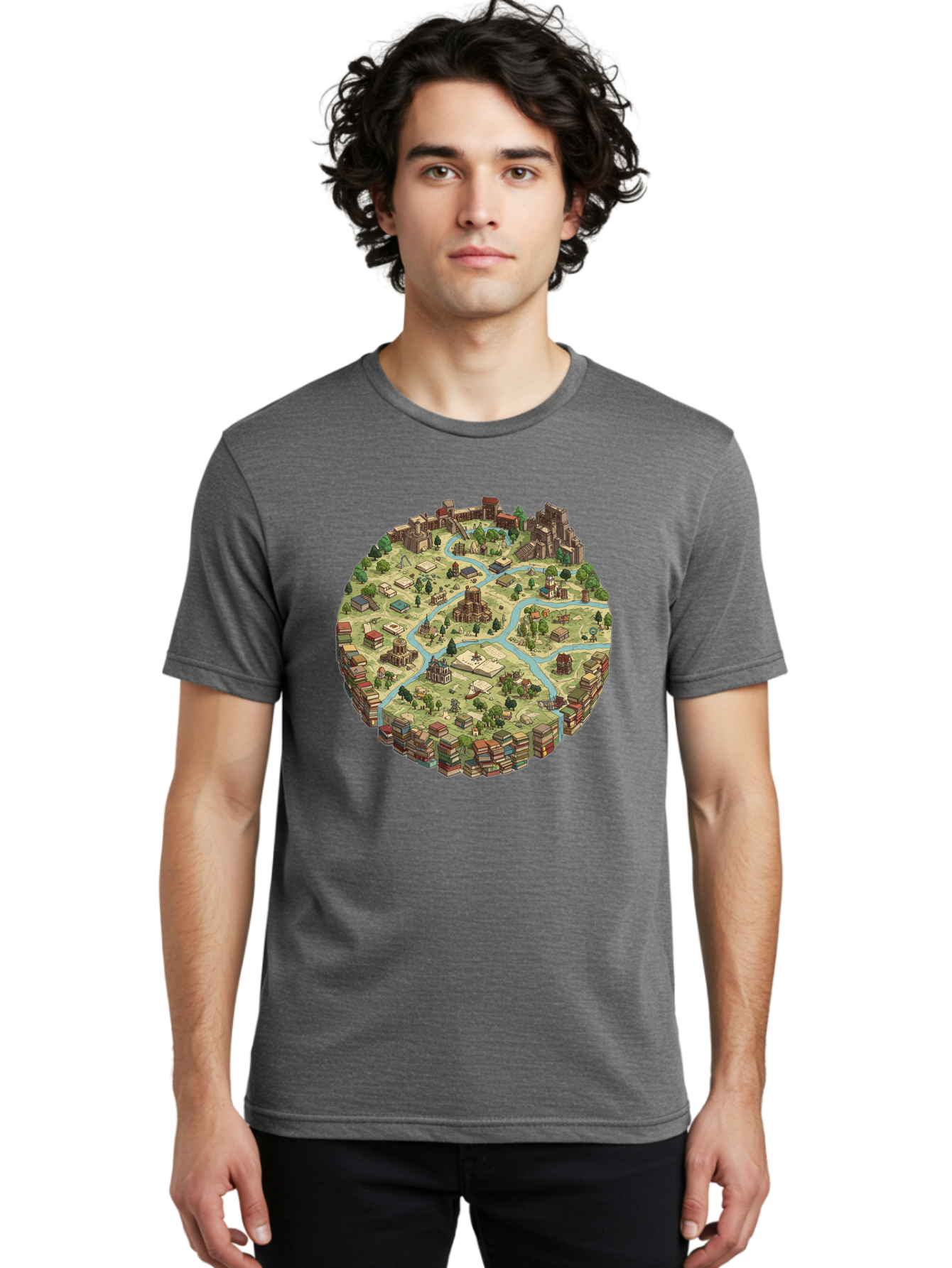 Isometric-Village Men'S Graphic Tee, 100% Cotton, Comfortable Casual Summer Wear, Machine Washable, Vintage Camera, Old Camera, Antique Camera, Black Camera, Classic Photography, Photography Equipment, Nostalgic Device, Film Camera, Camera Art Baf154