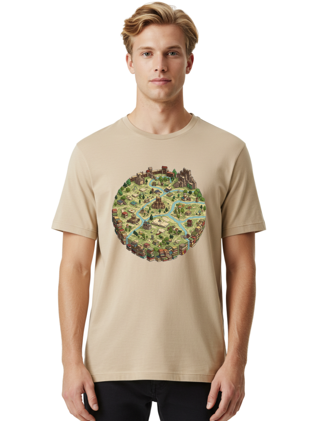 Isometric-Village Men'S Graphic Tee, 100% Cotton, Comfortable Casual Summer Wear, Machine Washable, Vintage Camera, Old Camera, Antique Camera, Black Camera, Classic Photography, Photography Equipment, Nostalgic Device, Film Camera, Camera Art Baf154